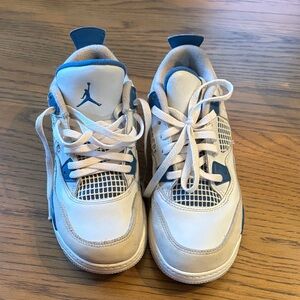Kids White and Blue Air Jordan-Style Sneakers
